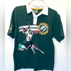 Vintage SA Rugby Polo Shirt Size Small “New Kid On The Bok!” South African Rugby
